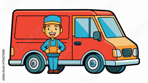 Efficient Delivery Vector Illustration of a Van with Driver for Seamless Logistics