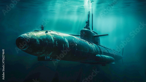 A nuclear submarine underwater