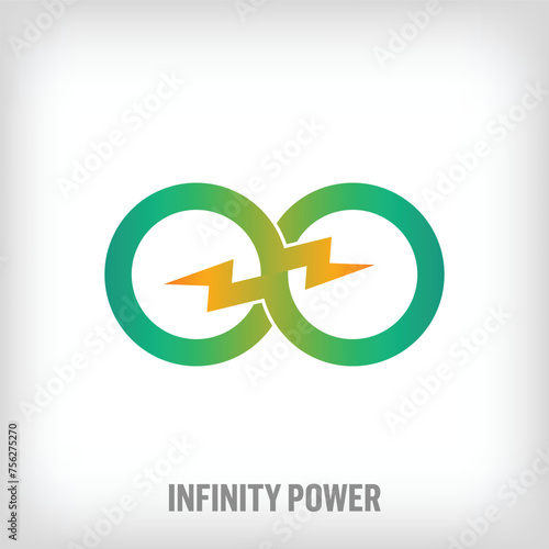 Electricity generation logo with creative infinity sign. Uniquely designed color transitions. Natural energy and renewable logo template vector.