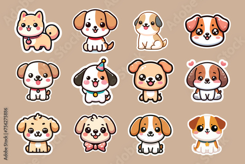 cute dog stickers Vector collection