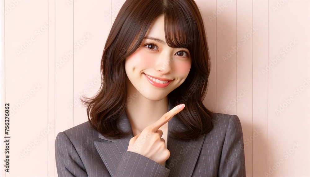 portrait of a business woman pointing with her index finger portrait of a business woman pointing with her index finger