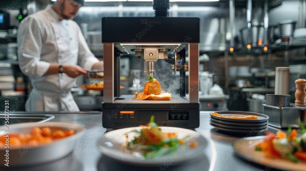 3D food printers are printing plates in professional kitchens