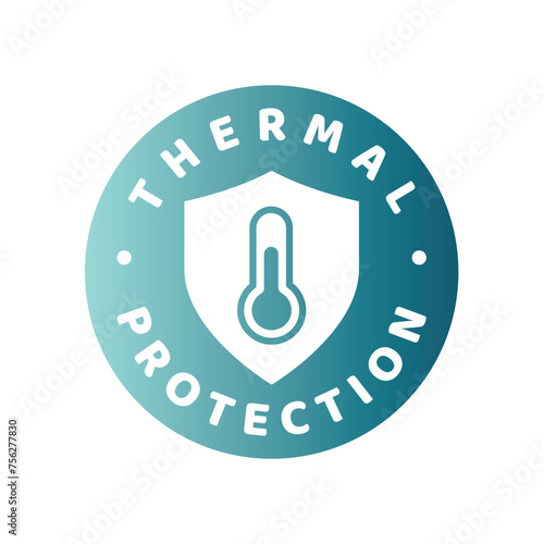 Thermal protection vector label. Workwear or sportswear protective clothing.