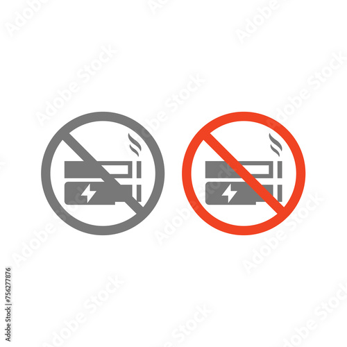 No smoking and no vaping vector sign. Prohibition red icon set.