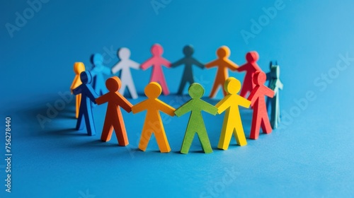 Human team concept, human group, business, community working together as a team, crowd, blue