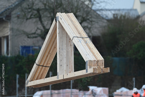 levage de charpente sur chantier