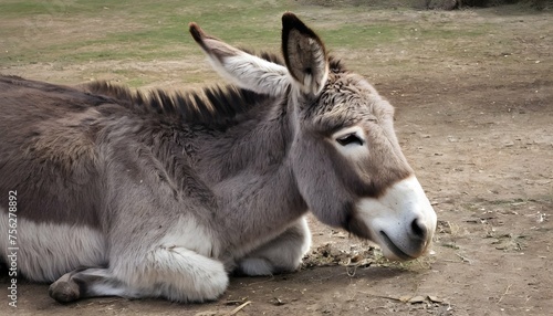 A Donkey With Its Head Bowed Resting