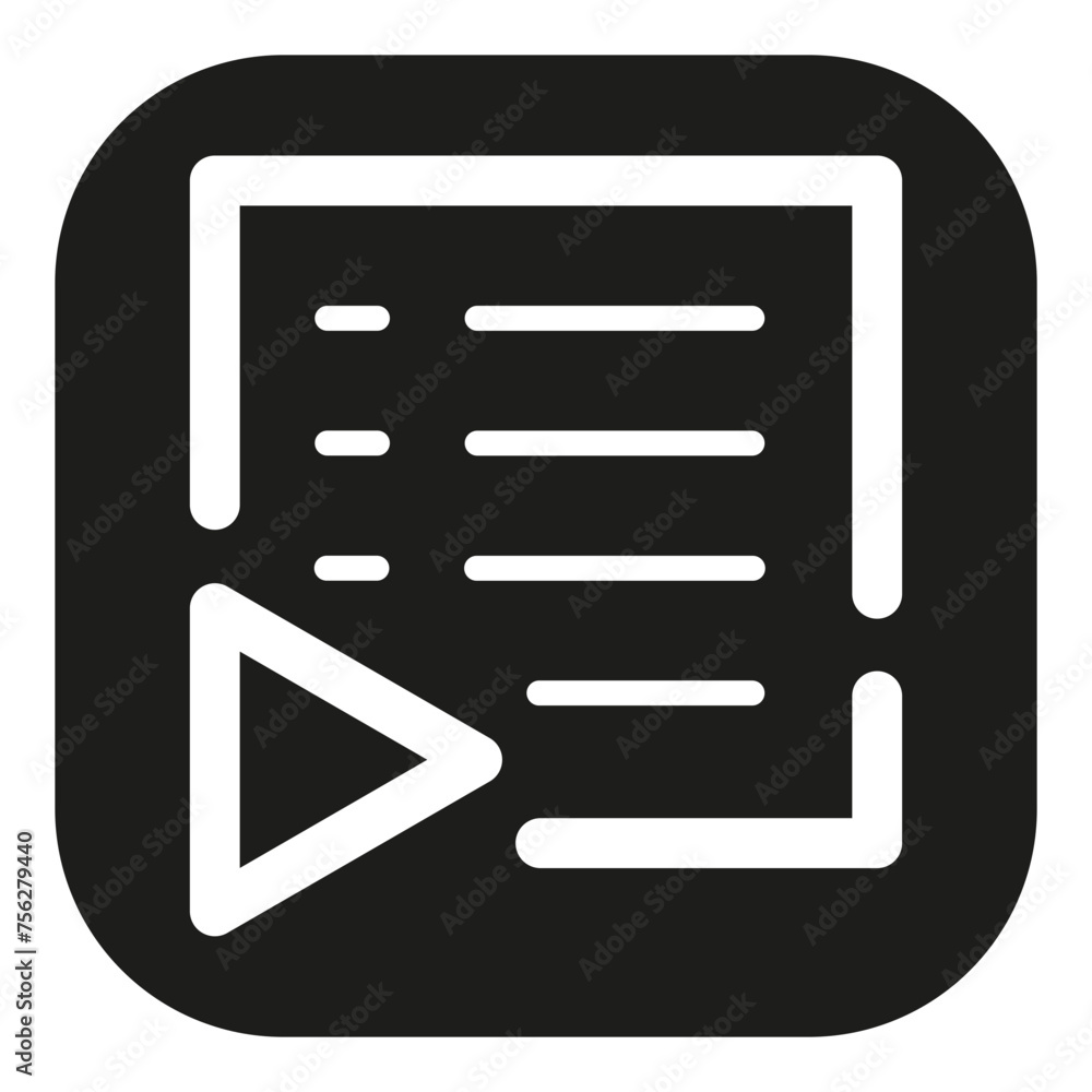 Playlist Multimedia Glyph Icon Black and White Playlist Multimedia Glyph Icon Black and White