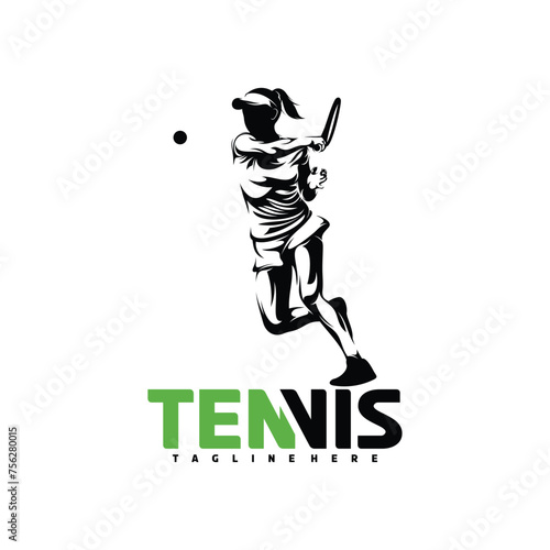 Female tennis player silhouette vector illustration design