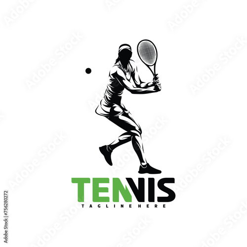 Female tennis player silhouette vector illustration design