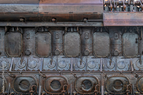 detail of a large diesel engine of a boat
