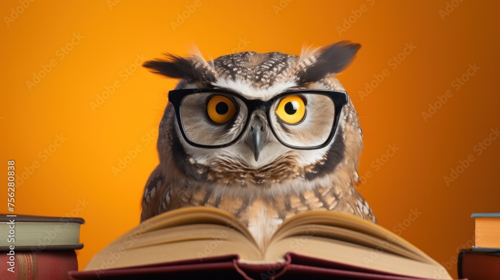 Owl wearing reading glasses Owl wearing reading glasses