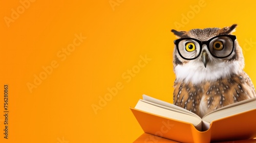 Owl wearing reading glasses