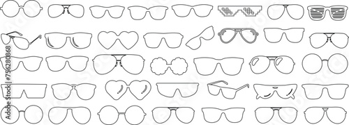classic eyewear collection, sunglasses vector illustration. Diverse glasses frames, styles, shapes. Perfect for optical store, fashion concepts, catalogues. Editable, scalable design elements