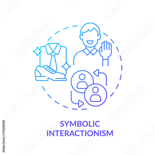 Symbolic interactionism blue gradient concept icon. Theory of social stratification. Self expression. Round shape line illustration. Abstract idea. Graphic design. Easy to use in article