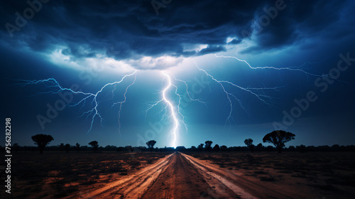 Lightning splits the sky and strikes the ground. © Anas