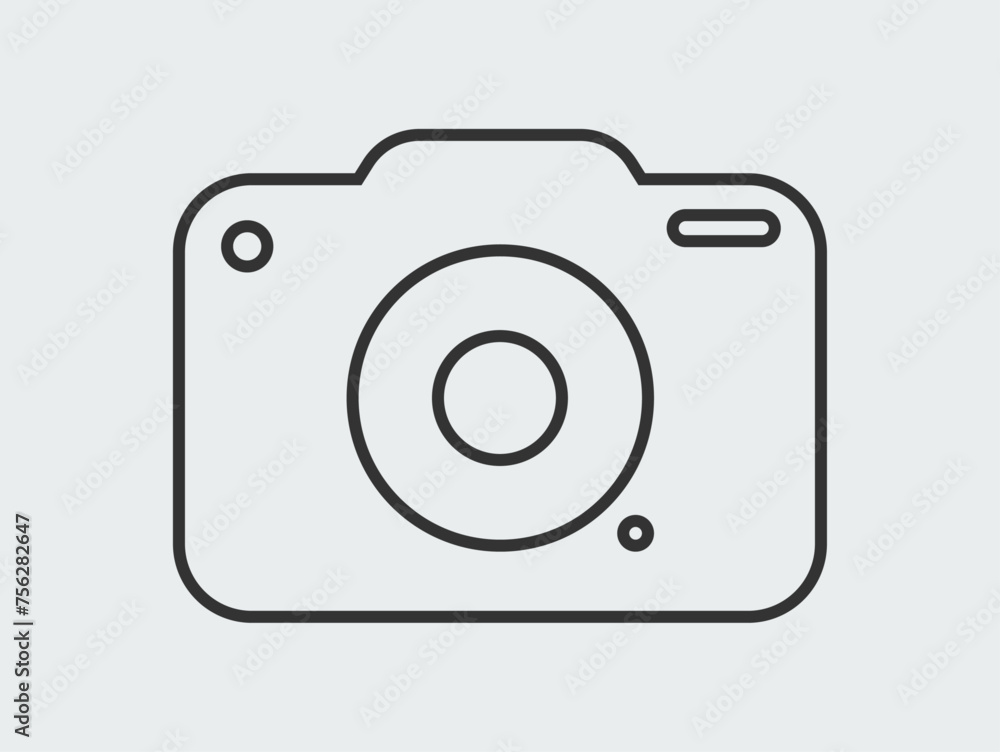 Camera icon. DSLR symbol. Easily editable outline for design. Stock illustration. Camera icon. DSLR symbol. Easily editable outline for design. Stock illustration.