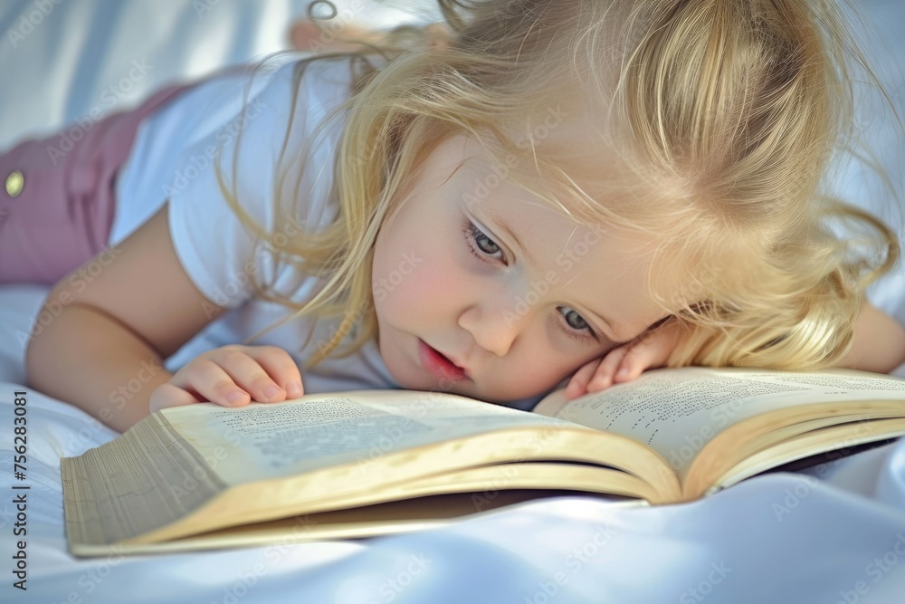 Witness the enchantment unfold as a baby explores a magical world while lying on their tummy, absorbed in the pages of a captivating book. Witness the enchantment unfold as a baby explores a magical world while lying on their tummy, absorbed in the pages of a captivating book.