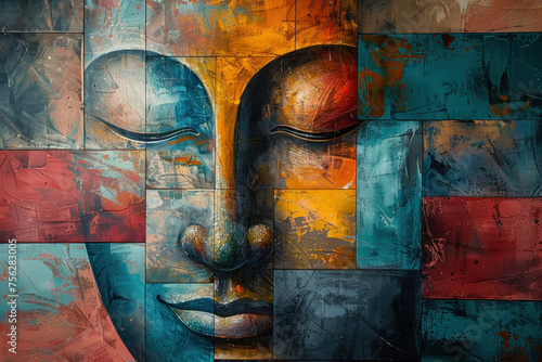 Abstract primitivism art of Buddha