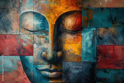 Abstract primitivism art of Buddha photo