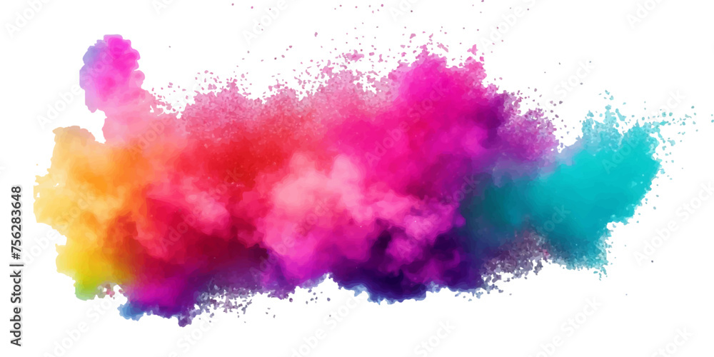 Bright colorful powder paint splash splatter stain brush strokes on white background. Modern vibrant aquarelle spot. Rainbow trendy isolated design on white. Element. Vector watercolor illustration. Bright colorful powder paint splash splatter stain brush strokes on white background. Modern vibrant aquarelle spot. Rainbow trendy isolated design on white. Element. Vector watercolor illustration.