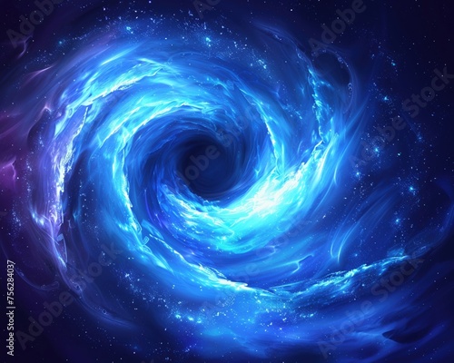 Majestic blue wind vortex in realistic vector style.