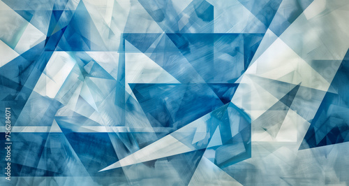 abstract blue background with squares, triangles and geometrical shapes