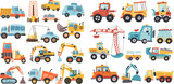 Cute cars. Construction vehicles and city transport