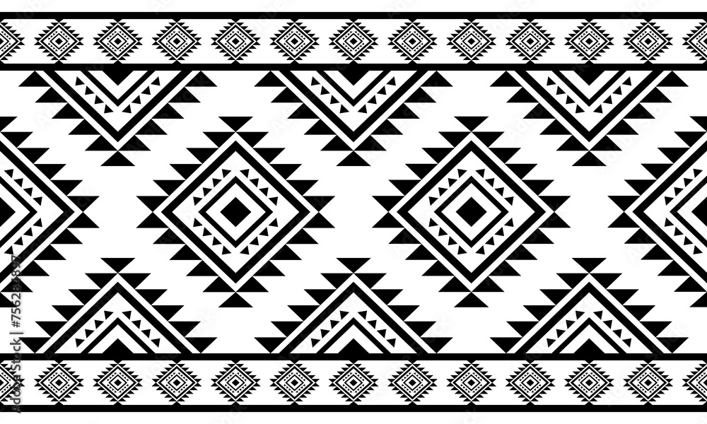 Navajo southwest geometric seamless pattern fabric black and white design for textile printing Navajo southwest geometric seamless pattern fabric black and white design for textile printing