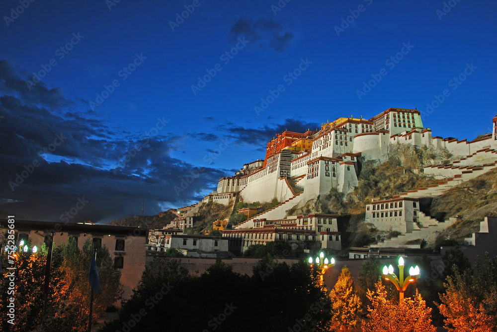Potala Palace night view in Tibet