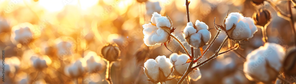 Cotton buds in the field. Farmland Generative AI - obrazy, fototapety, plakaty 
