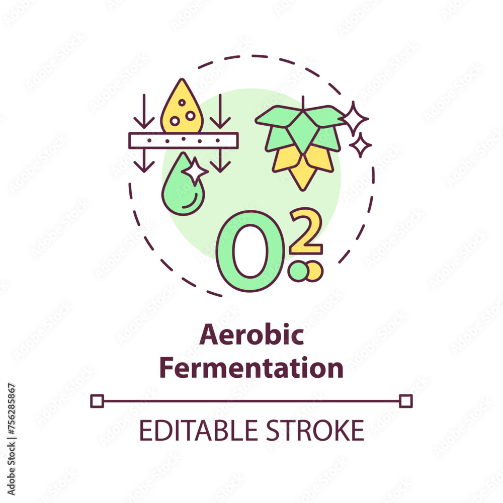 Aerobic fermentation multi color concept icon. Agricultural conditions, metabolic processes. Cultivation technology. Round shape line illustration. Abstract idea. Graphic design. Easy to use Aerobic fermentation multi color concept icon. Agricultural conditions, metabolic processes. Cultivation technology. Round shape line illustration. Abstract idea. Graphic design. Easy to use