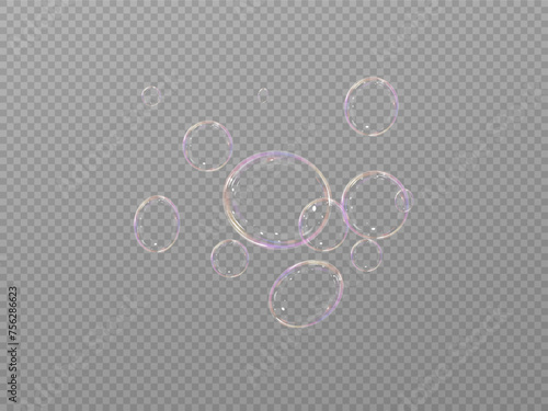 	
Realistic soap bubbles.Flying bubbles on a transparent background.	
