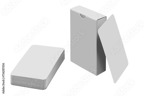 Obraz na płótnie Stack of playing cards with box isolated on white w salonie