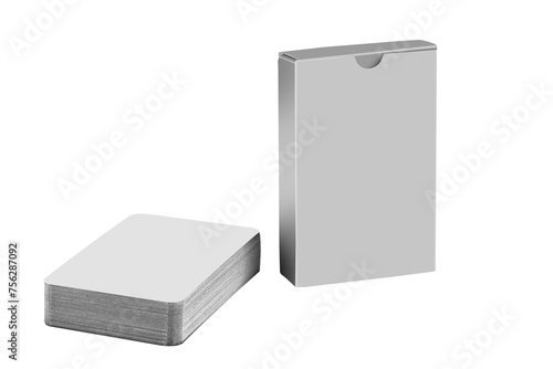 Obraz na płótnie Stack of playing cards with box isolated on white w salonie