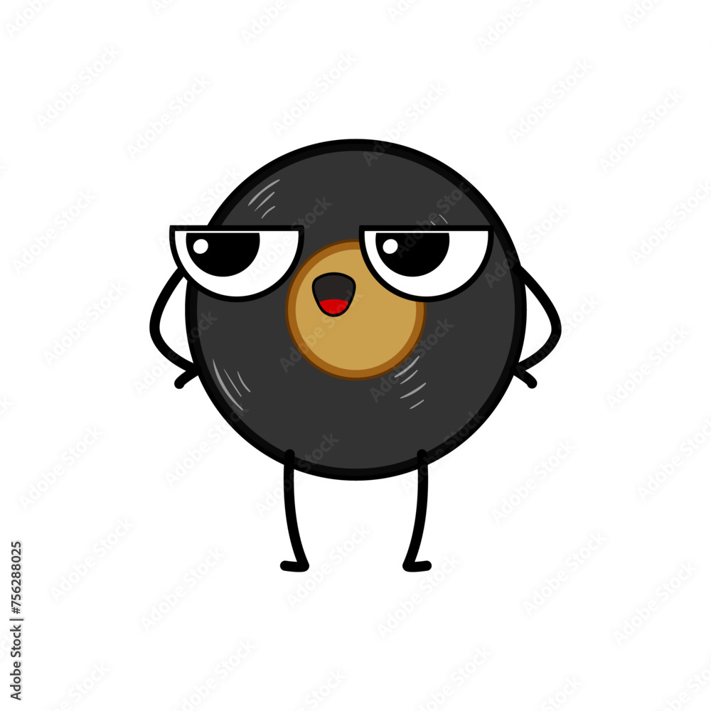 Fototapeta premium record retro music character cartoon. party 90s, disco event, ball ghetto record retro music character sign. isolated symbol vector illustration
