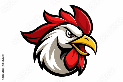 angry rooster head mascot logo white background