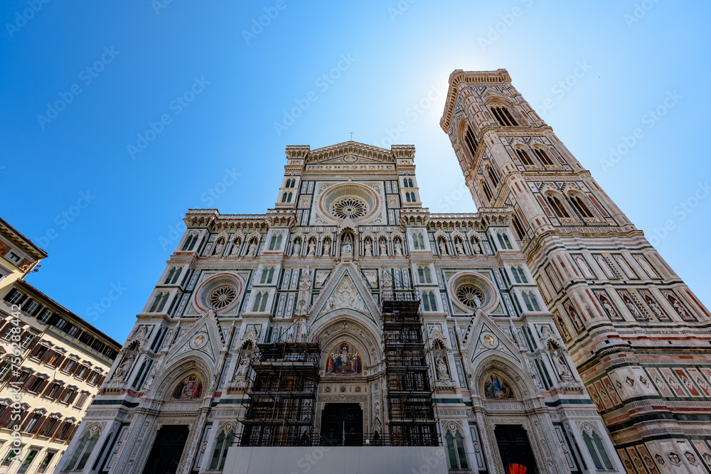 Florence, Italy - June 28, 2023: View on cityscape and the dome of the Cathedral of Florence.