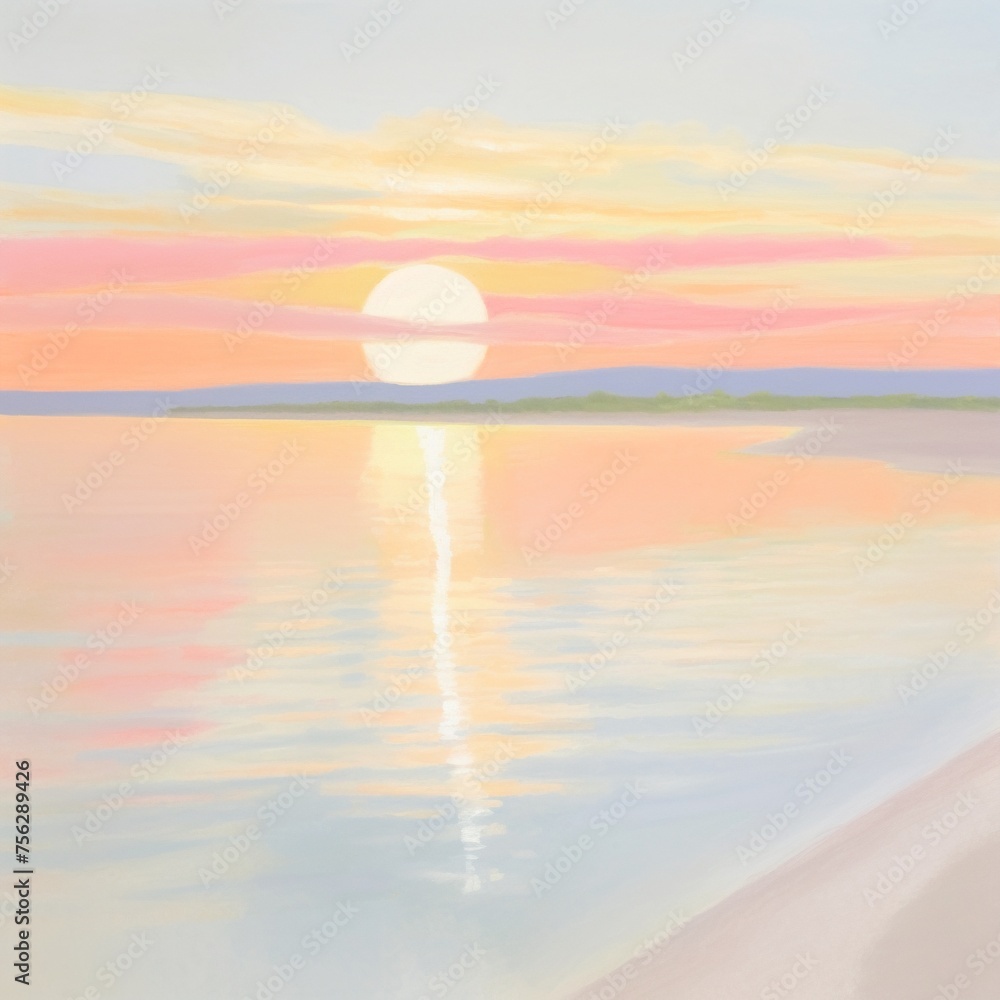 Watercolor painting of a peaceful sunrise