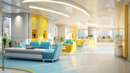 Nice modern interior of new luxury hospital bright colors  © Anas
