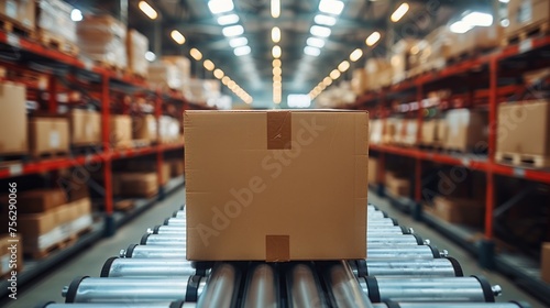 empty open box on warehouse workers workstation