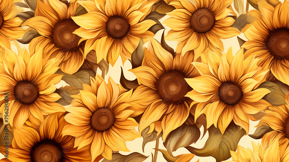 Warm getönte Aquarell-Sonnenblumen, Muster für Kunst Design Warm getönte Aquarell-Sonnenblumen, Muster für Kunst Design