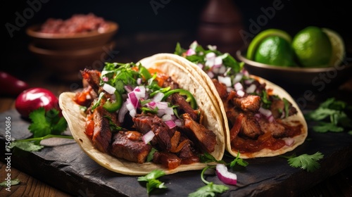 Tacos al pastor. Generative AI photo