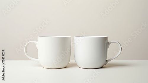 Two cups on white. Generative AI