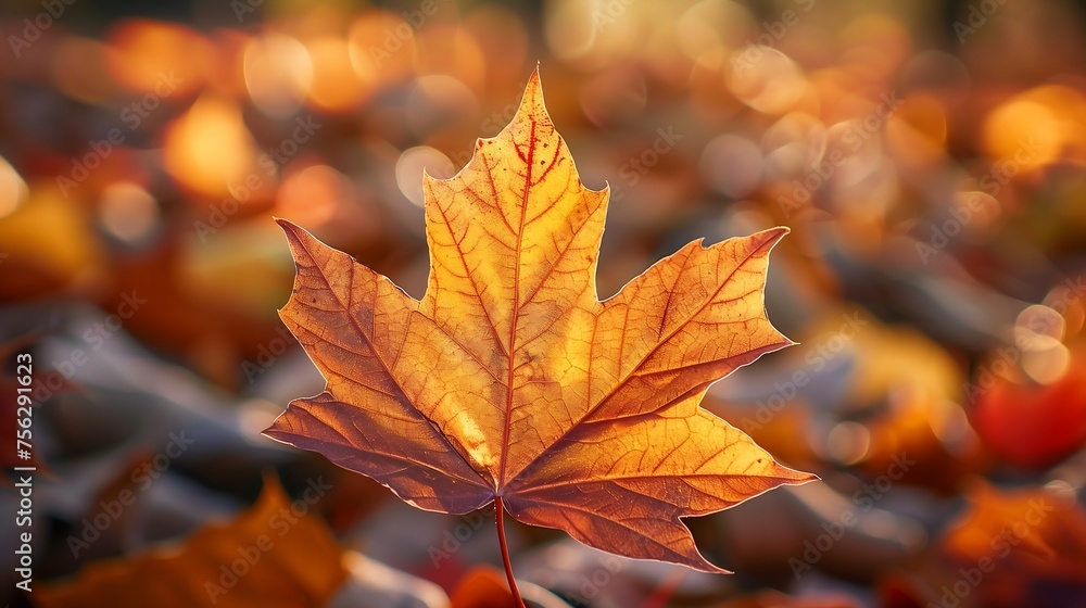 autumn orange leaf on blurred background autumn orange leaf on blurred background