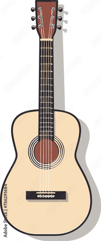 Psychedelic Acoustic Guitar Vector Illustration with Rainbow Colors