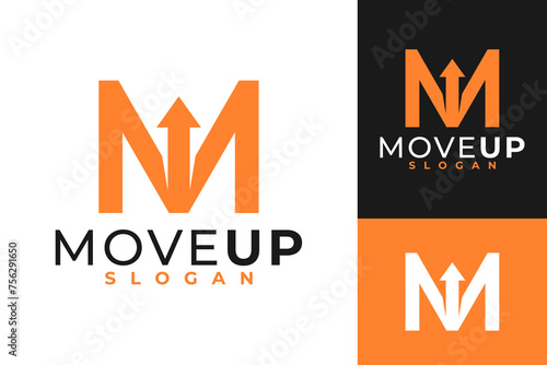 Letter M Move Up Logo Design photo