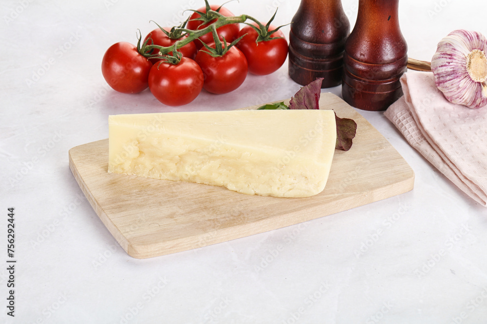Piece Italian hard parmesan cheese Piece Italian hard parmesan cheese