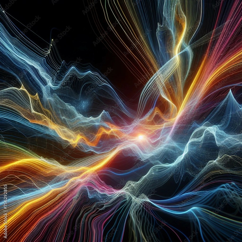 Fototapeta premium Lightning of various colors with a neon effect, very suitable for backgrounds or wallpaper.