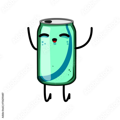 coffee soda can character cartoon. beer drink, cup tin, mascot vintage coffee soda can character sign. isolated symbol vector illustration